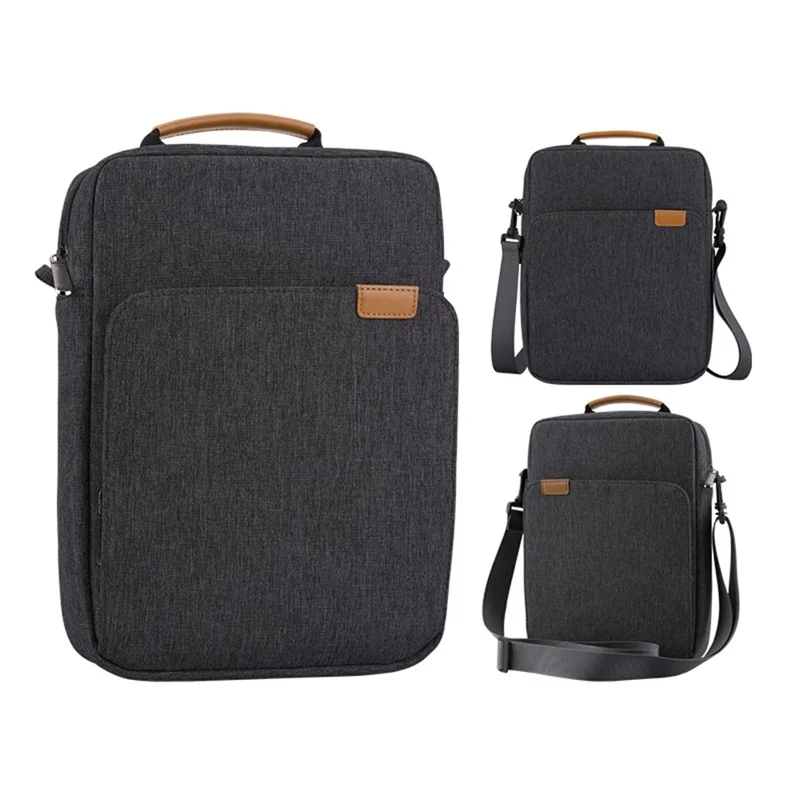 12.9-13.3inch Shockproof Laptop Carrying Bag Polyester Notebook Handbag Crossbody Bag - Black