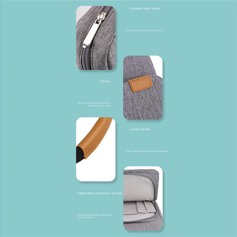 12.9-13.3inch Shockproof Laptop Carrying Bag Polyester Notebook Handbag Crossbody Bag - Black