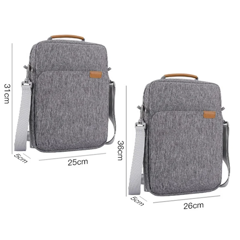 12.9-13.3inch Shockproof Laptop Carrying Bag Polyester Notebook Handbag Crossbody Bag - Black