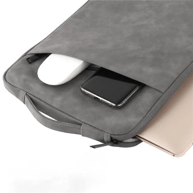 Borsa per laptop da 13-14 pollici ND03S in pelle PU impermeabile - Grigio scuro