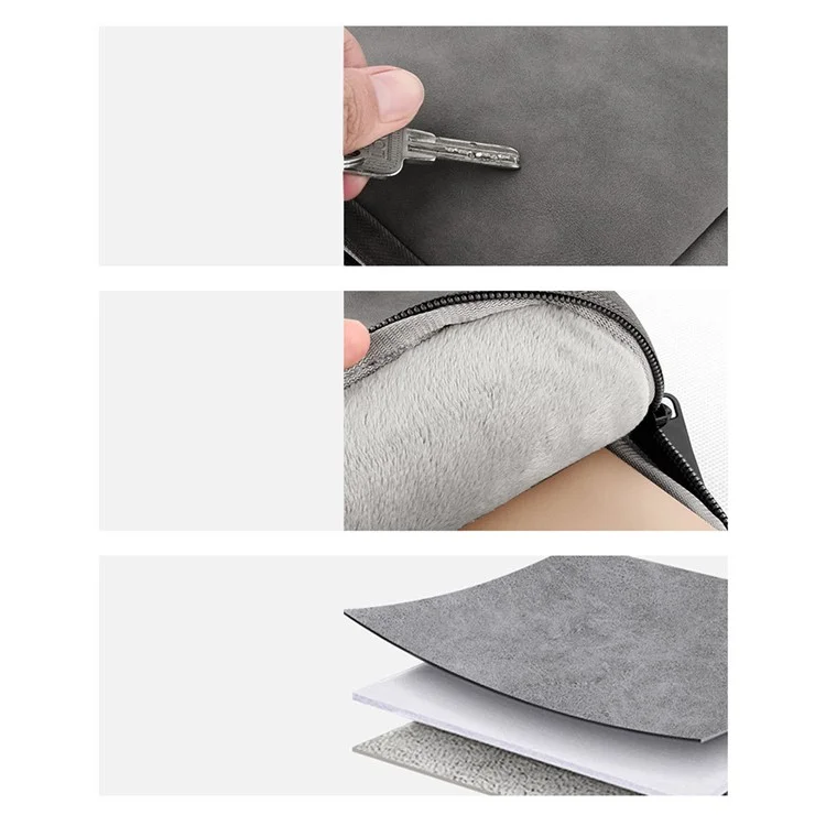 Borsa per laptop da 13-14 pollici ND03S in pelle PU impermeabile - Grigio scuro