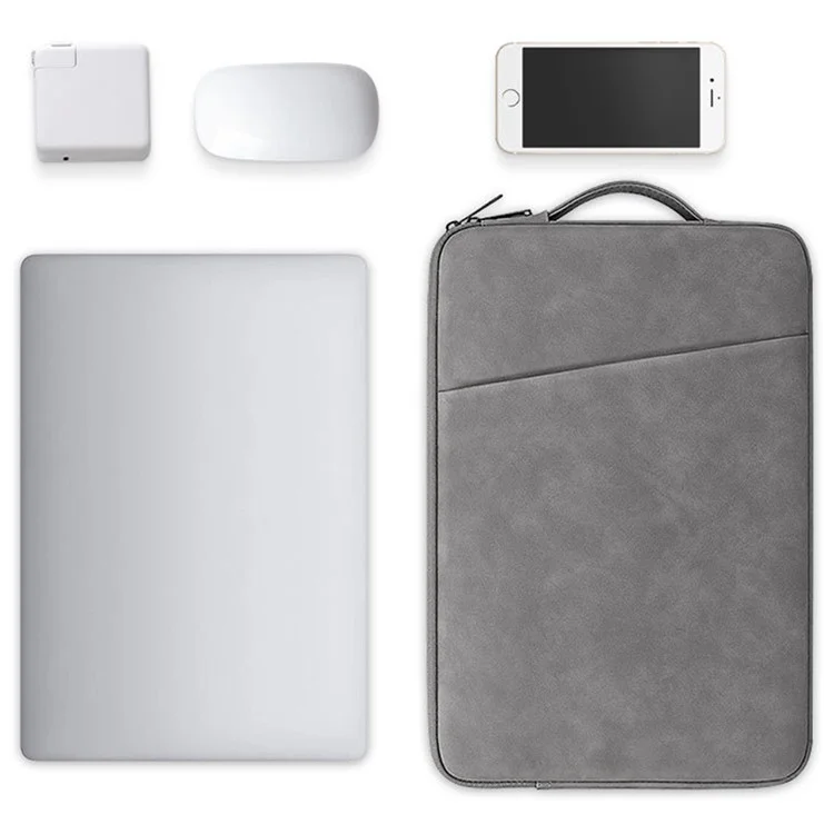 Borsa per laptop da 13-14 pollici ND03S in pelle PU impermeabile - Grigio scuro