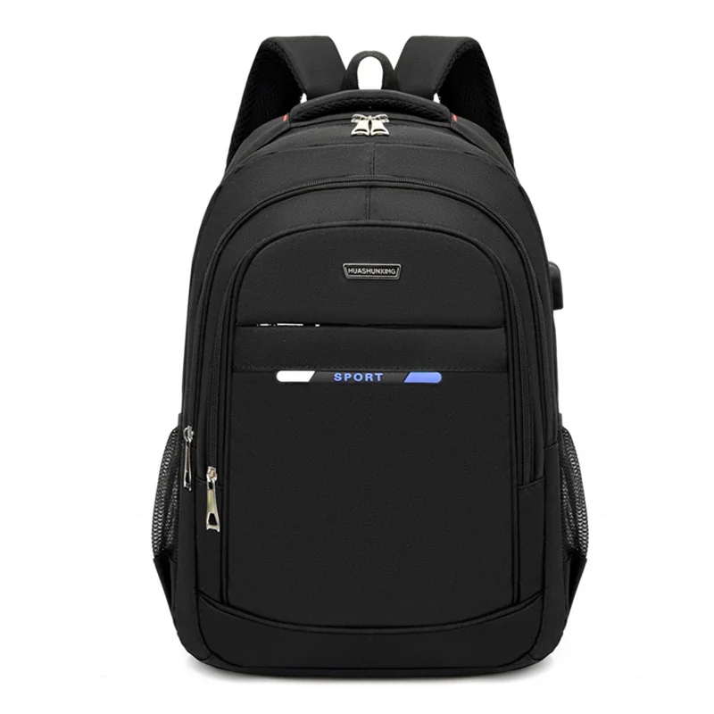 ZWX-6010 Size S Oxford Cloth Travel Backpack Dual Shoulder Laptop Bag with USB Port - Blue