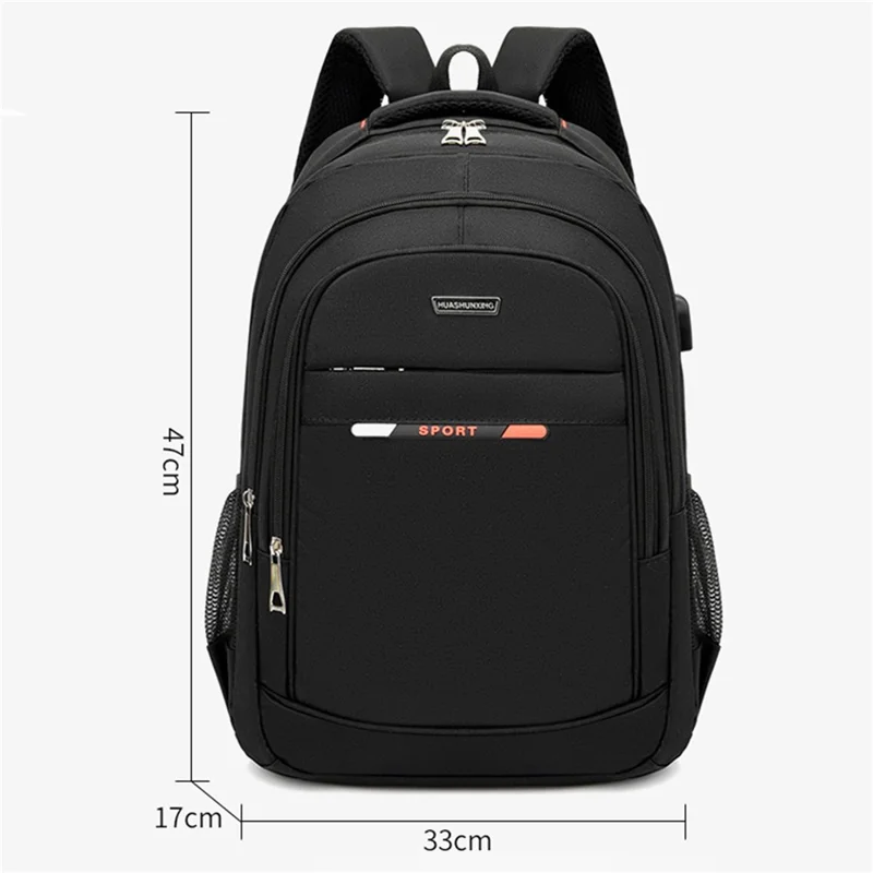 ZWX-6010 Size S Oxford Cloth Travel Backpack Dual Shoulder Laptop Bag with USB Port - Blue