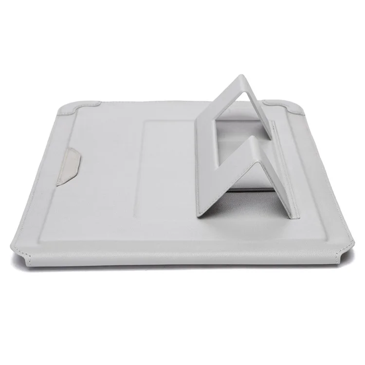 15-16 inch Laptop Sleeve Case PU Leather Ultra Thin Carrying Bag with Folding Stand - Grey