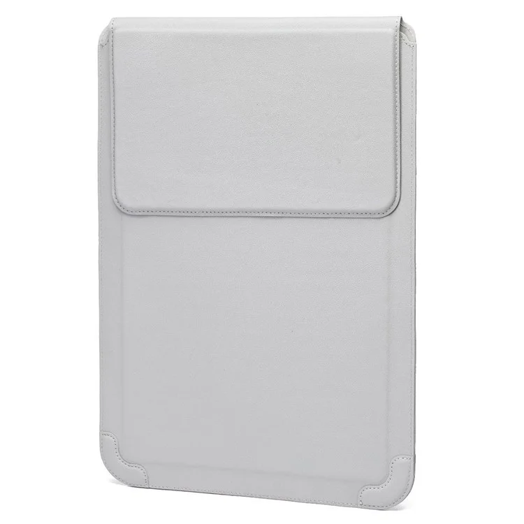 15-16 inch Laptop Sleeve Case PU Leather Ultra Thin Carrying Bag with Folding Stand - Grey
