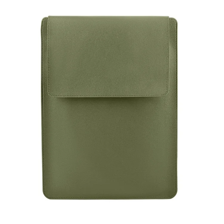 15.4-15.6 inch Notebook Carrying Bag Fold Laptop Stand Slim PU Leather Waterproof Sleeve Case - Army Green