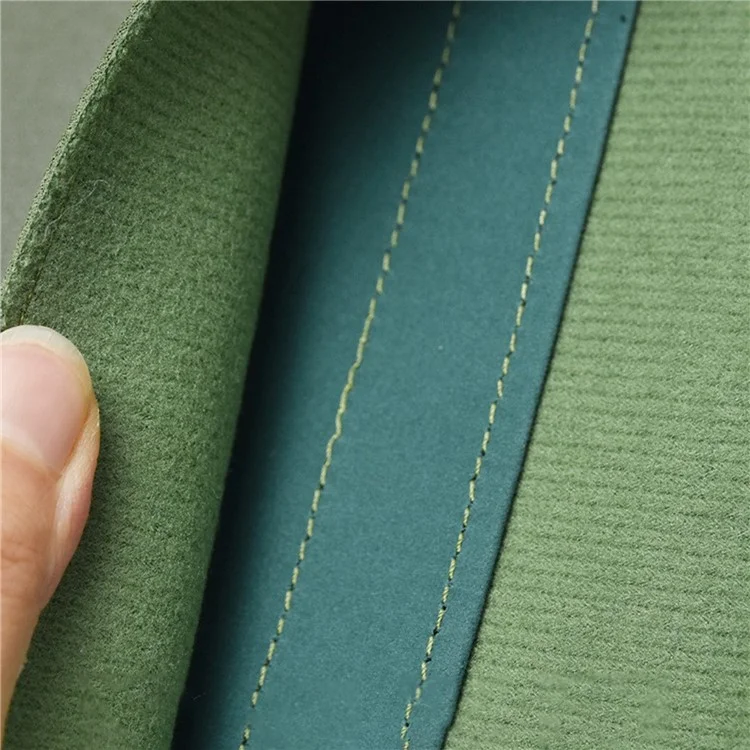 15.4-15.6 inch Notebook Carrying Bag Fold Laptop Stand Slim PU Leather Waterproof Sleeve Case - Army Green