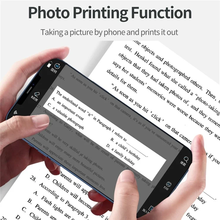 A33 Mini Inkless Bluetooth-compatible 5.1 Photo Printer Portable Wireless Office Memo Printer