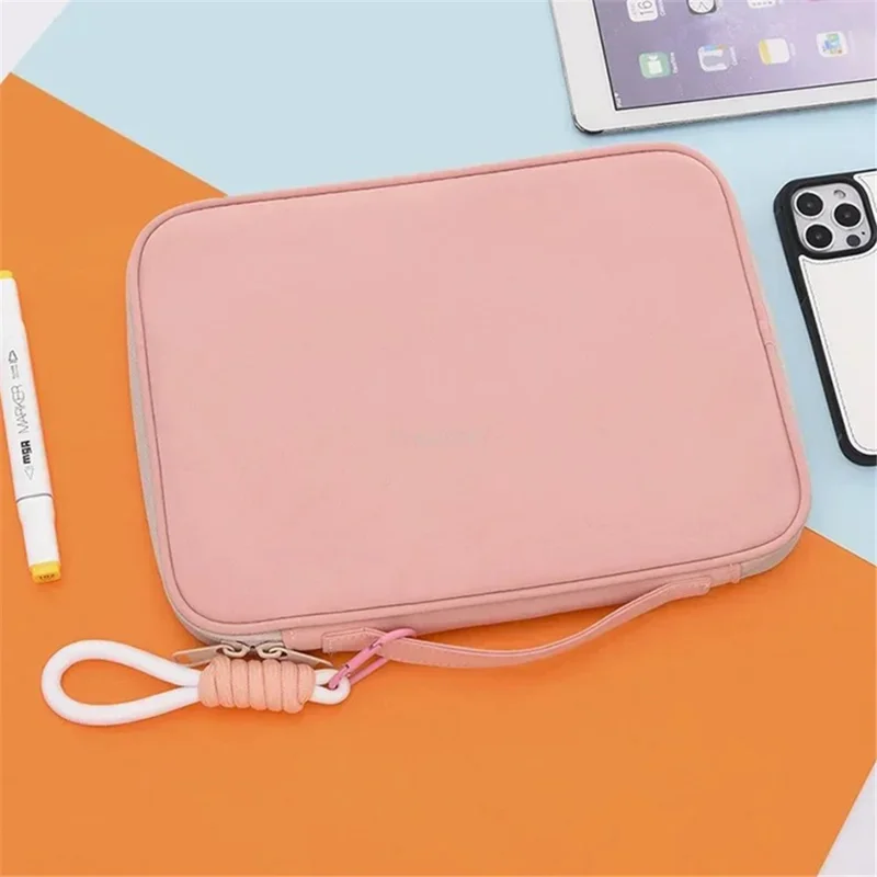 606 15.6 / 16 Inch Laptop Bag Nylon Notebook Computer Handbag with Hanging Ornament - Pink