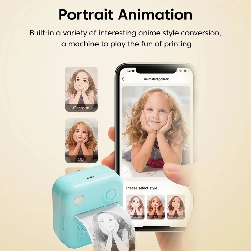 D3 Wireless Portable Printer with Printing Paper for Photos, Labels, Notes - Pink