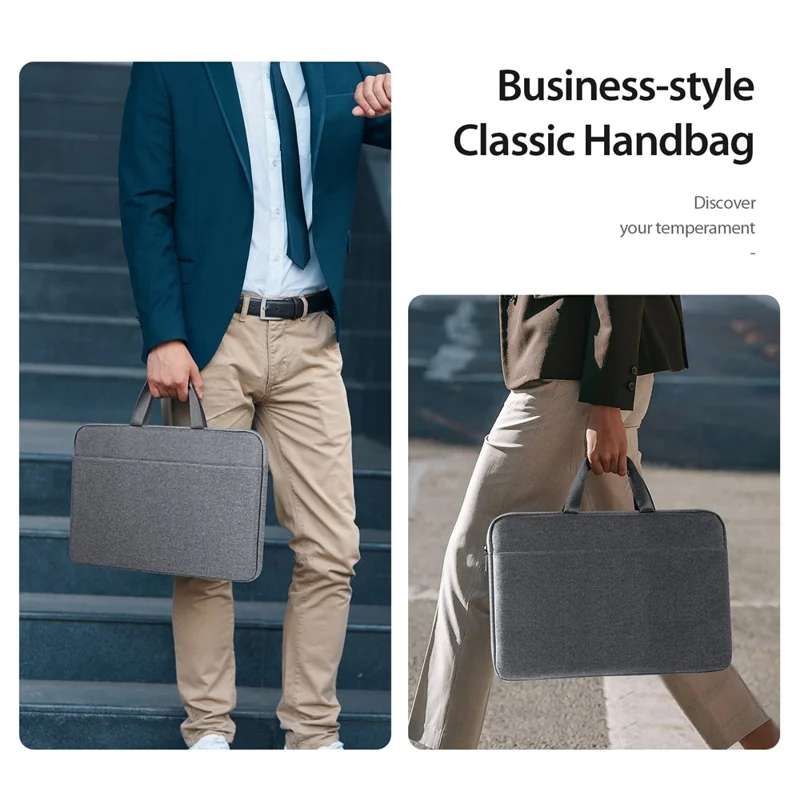 DUX DUCIS LBTA Series 14-15.4 Inch Horizontal Laptop Bag Waterproof Notebook Handbag - Dark Grey