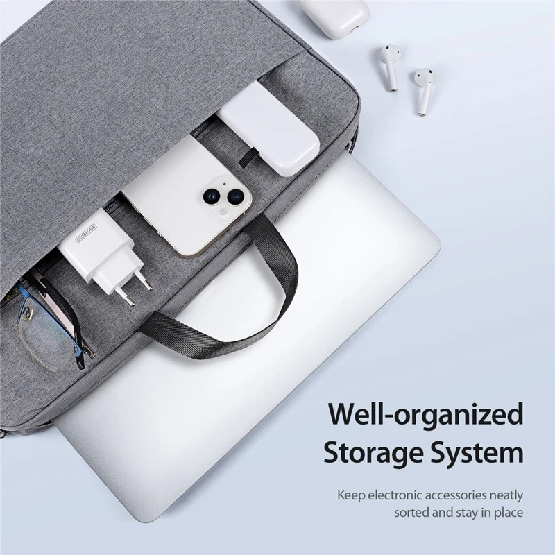 DUX DUCIS LBTA Series 14-15.4 Inch Horizontal Laptop Bag Waterproof Notebook Handbag - Dark Grey