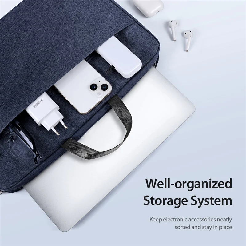 DUX DUCIS LBTA Series 14-15.4 Inch Horizontal Laptop Bag Waterproof Notebook Handbag - Navy Blue