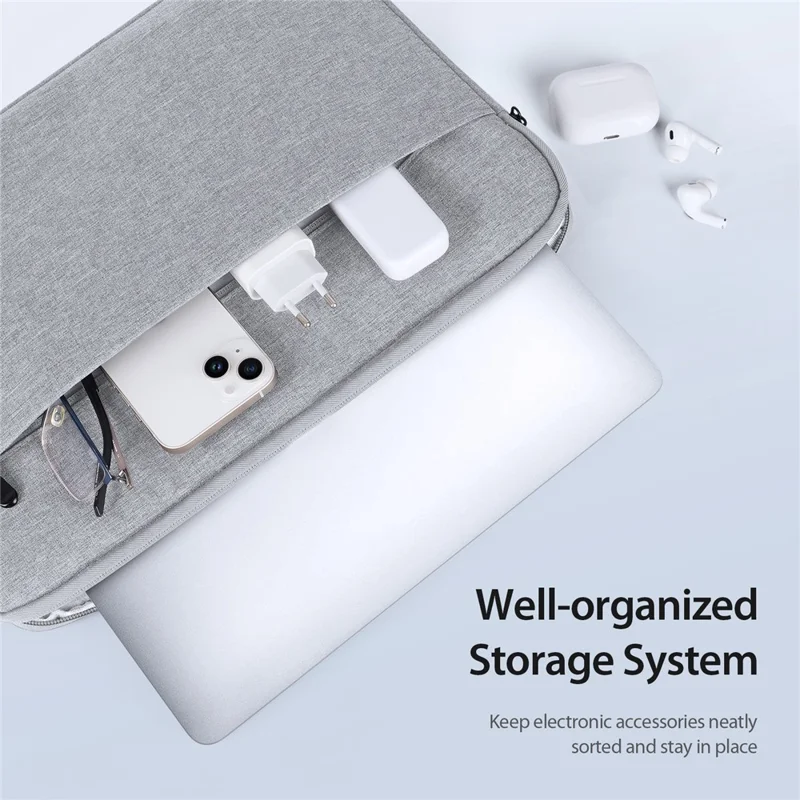 DUX DUCIS LBDB Series 14-15.4 Pollici Borsa per Laptop Impermeabile Orizzontale Custodia per Notebook - Grigio Chiaro
