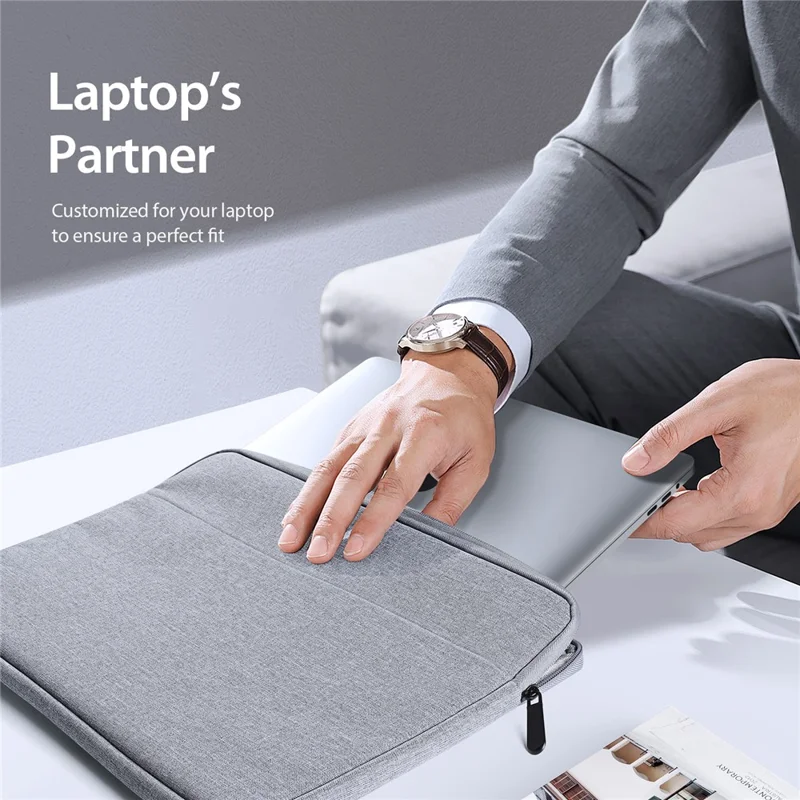 DUX DUCIS LBDB Series 14-15.4 Pollici Borsa per Laptop Impermeabile Orizzontale Custodia per Notebook - Grigio Chiaro
