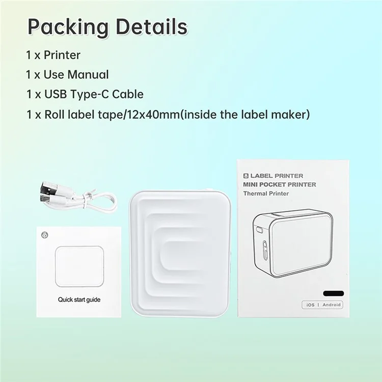 Impressora de Etiquetas Térmica Portátil MARKLIFE M1 com Bateria de 1200mAh Alimentada