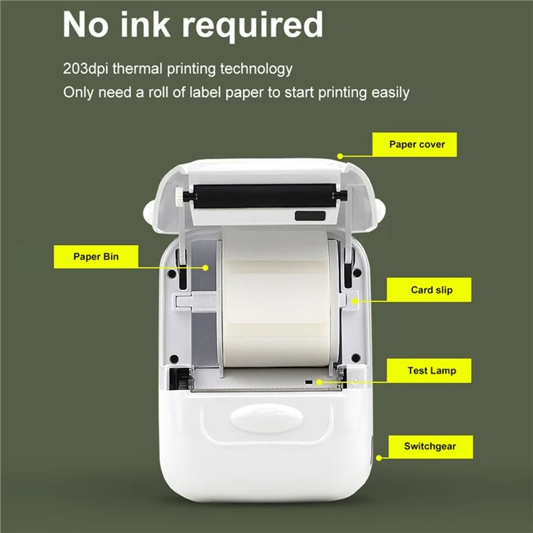 Marklife P50 Mini Bluetooth Térmica Label Impressora Com 1 Roll Print Paper - Branco