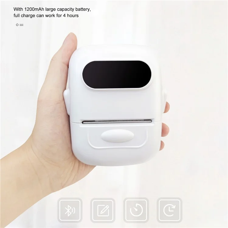 Marklife P50 Mini Bluetooth Thermal Label Imprimante Avec un Papier D'impression 1 Rouleau - Blanc