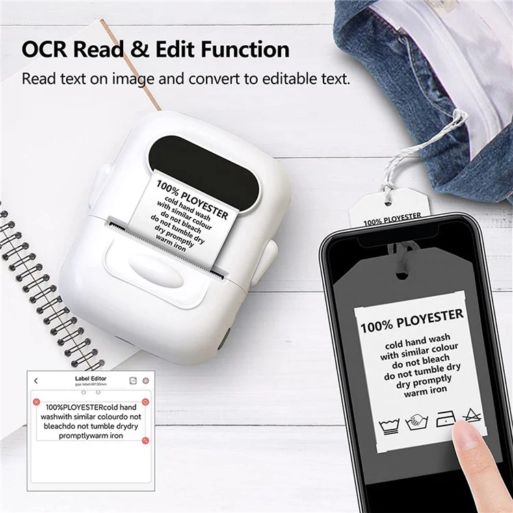 MARKLIFE P50 Mini Bluetooth-compatible Thermal Label Printer with 1 Roll Print Paper - Green