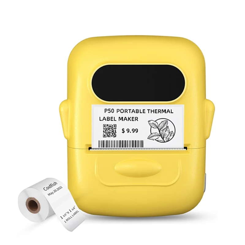 MARKLIFE P50 Mini Bluetooth-compatible Thermal Label Printer with 1 Roll Print Paper - Yellow