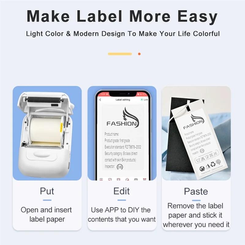 MARKLIFE P50 Mini Bluetooth-compatible Thermal Label Printer with 1 Roll Print Paper - Yellow