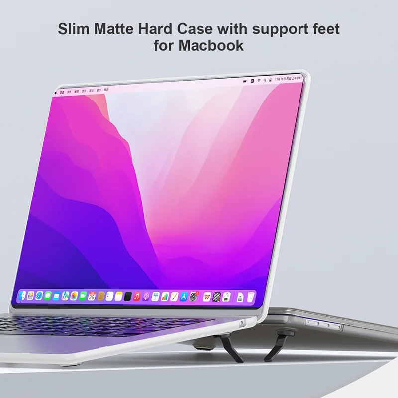 BENWIS MP-SMS til Macbook Air 15 tommer (2025) / (2024) / (2023) A2941 Smart Skånsom Skærmhælde Hård Skærm - Transparent Hvid