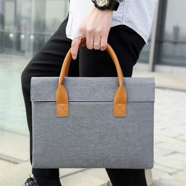 14.5-15.6 inch Large Laptop Carrying Case Oxford Cloth Computer Carrying Bag with PU Handle - Silver