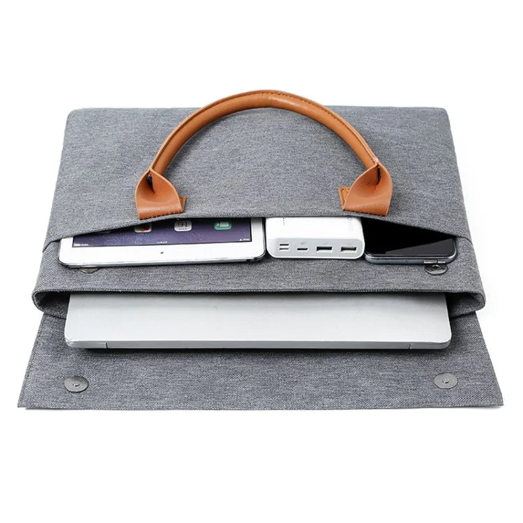 14.5-15.6 inch Large Laptop Carrying Case Oxford Cloth Computer Carrying Bag with PU Handle - Silver