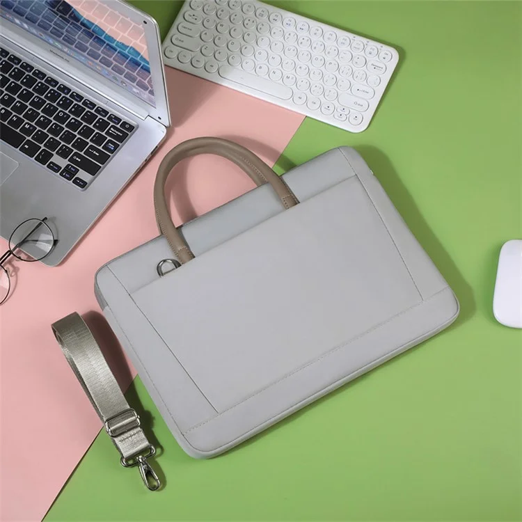13-13.3 Inch Laptop Bag Waterproof Notebook Computer Handbag with Shoulder Strap - Grey