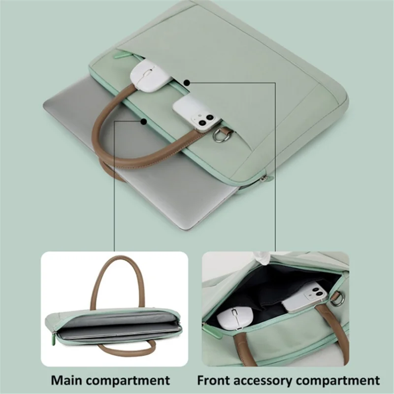 13-13.3 Inch Laptop Bag Waterproof Notebook Computer Handbag with Shoulder Strap - Beige