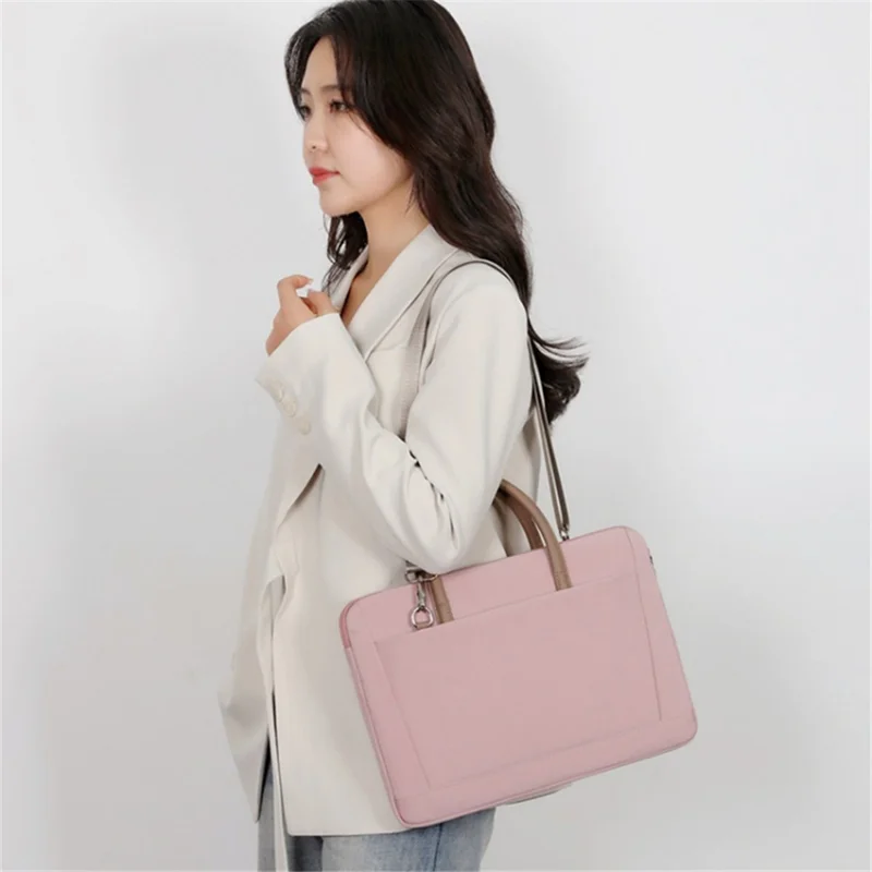 13-13.3 Inch Laptop Bag Waterproof Notebook Computer Handbag with Shoulder Strap - Beige