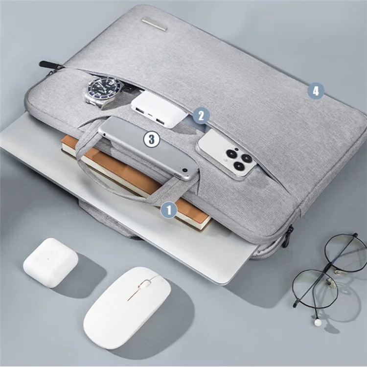VICTORIATOURIST V7700 14-inch Stylish Laptop Carrying Bag Polyester Notebook Protective Handbag, Upgraded Version - Grey