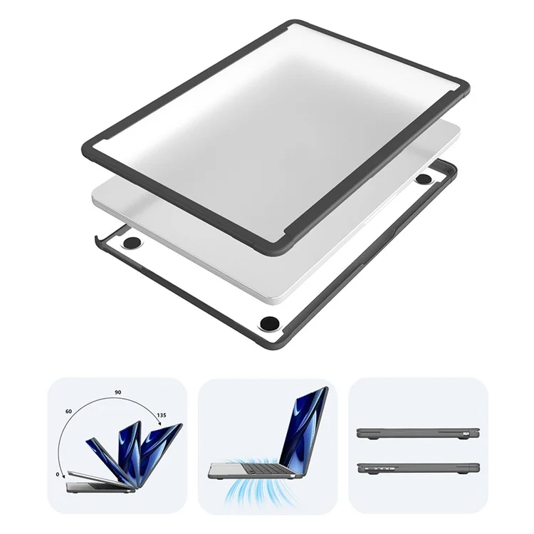BENWIS MP-SSC für Macbook Air 15 Zoll (2023) A2941 / (2024) Slim Case Stoßfest PC+TPU Laptop Hülle - Schwarz