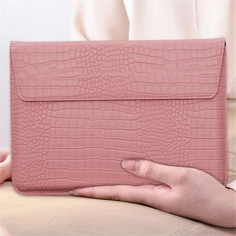 11-12 inch Laptop Sleeve PU Leather Crocodile Texture Stand Laptop Case Bag - Purplish Red