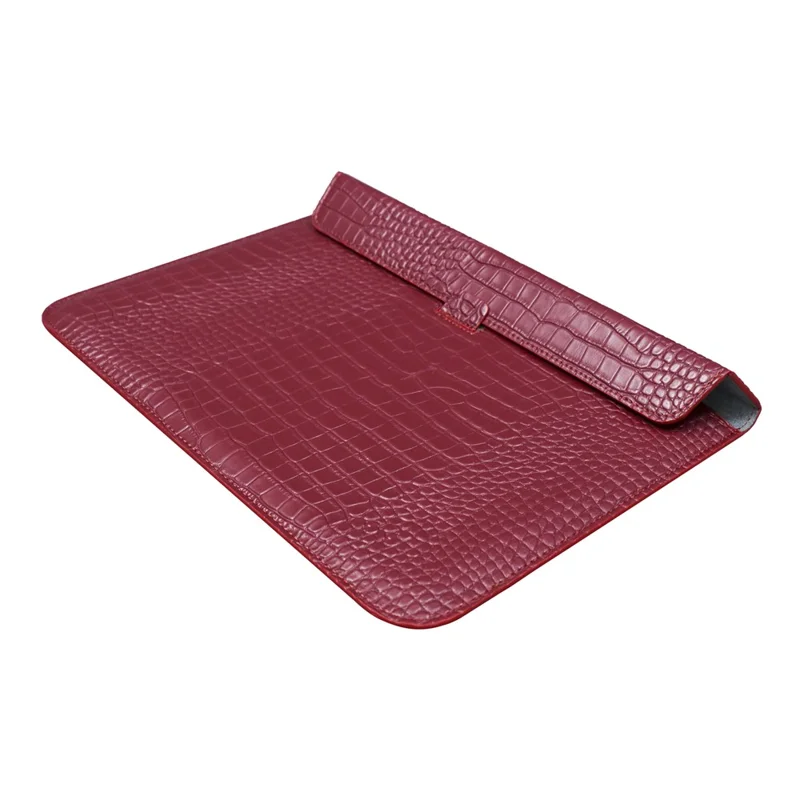 11-12 inch Laptop Sleeve PU Leather Crocodile Texture Stand Laptop Case Bag - Purplish Red