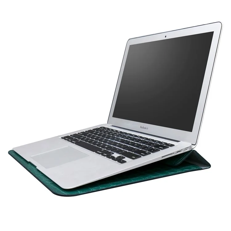 11-12 inch Laptop Sleeve PU Leather Crocodile Texture Stand Laptop Case Bag - Deep Cyan