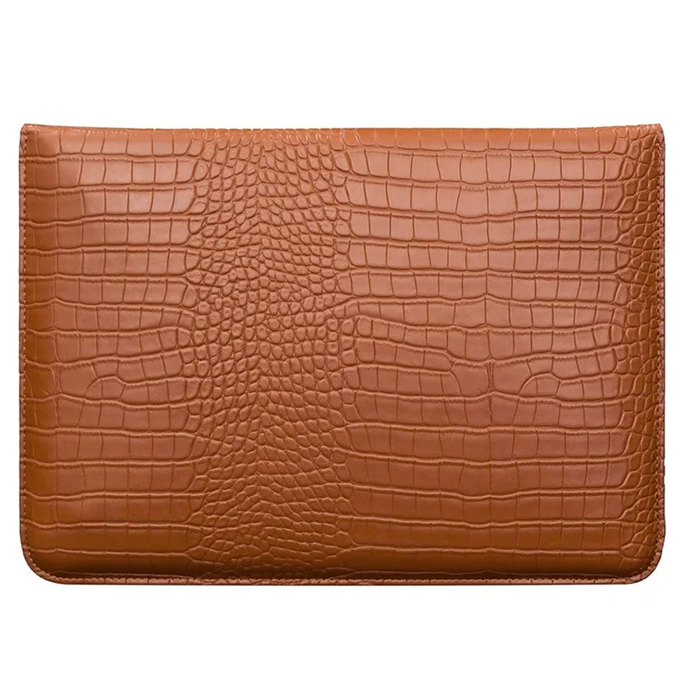 11-12 inch Laptop Sleeve PU Leather Crocodile Texture Stand Laptop Case Bag - Brown