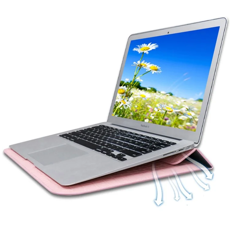 13.3-Inch Notebook Computer Storage Bag Laptop Sleeve PU Leather Bag - Light Pink