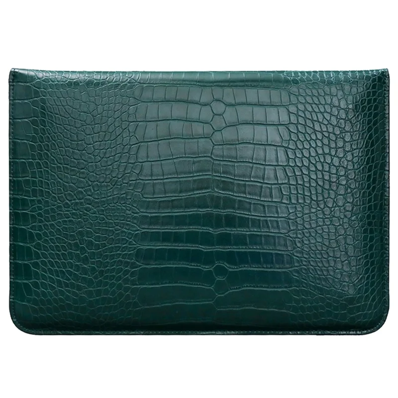 15.4-Inch Laptop Sleeve Crocodile Texture PU Leather Notebook Computer Storage Bag - Green