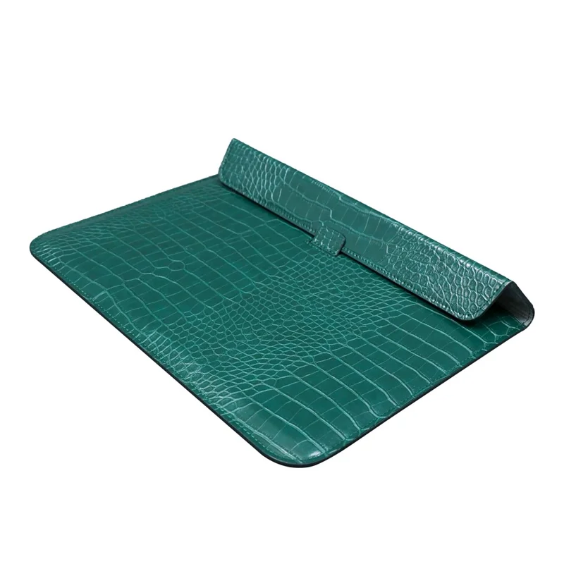 15.4-Inch Laptop Sleeve Crocodile Texture PU Leather Notebook Computer Storage Bag - Green