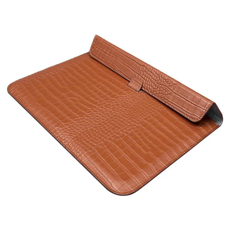 15.4-Inch Laptop Sleeve Crocodile Texture PU Leather Notebook Computer Storage Bag - Brown