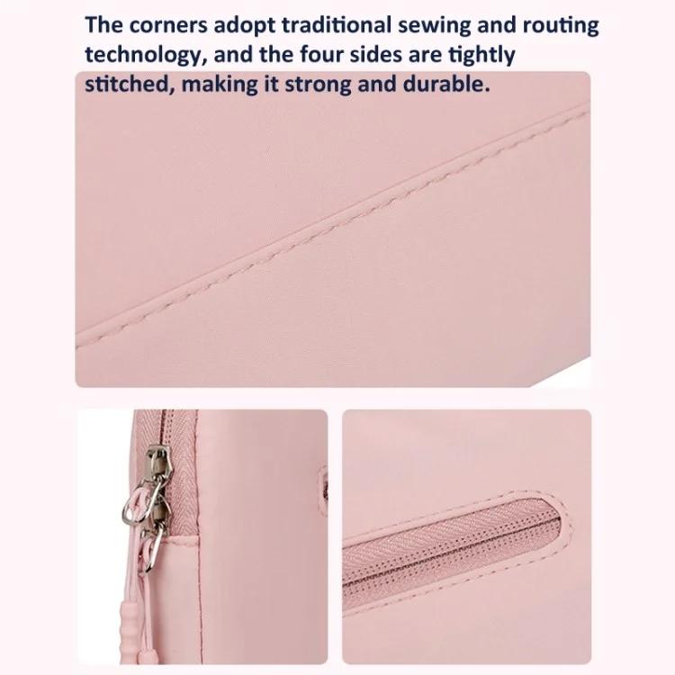 13-13.3 Inch Laptop Bag Oxford Cloth Notebook Bag Business Briefcase Anti-scratch Plush Lining - Pink