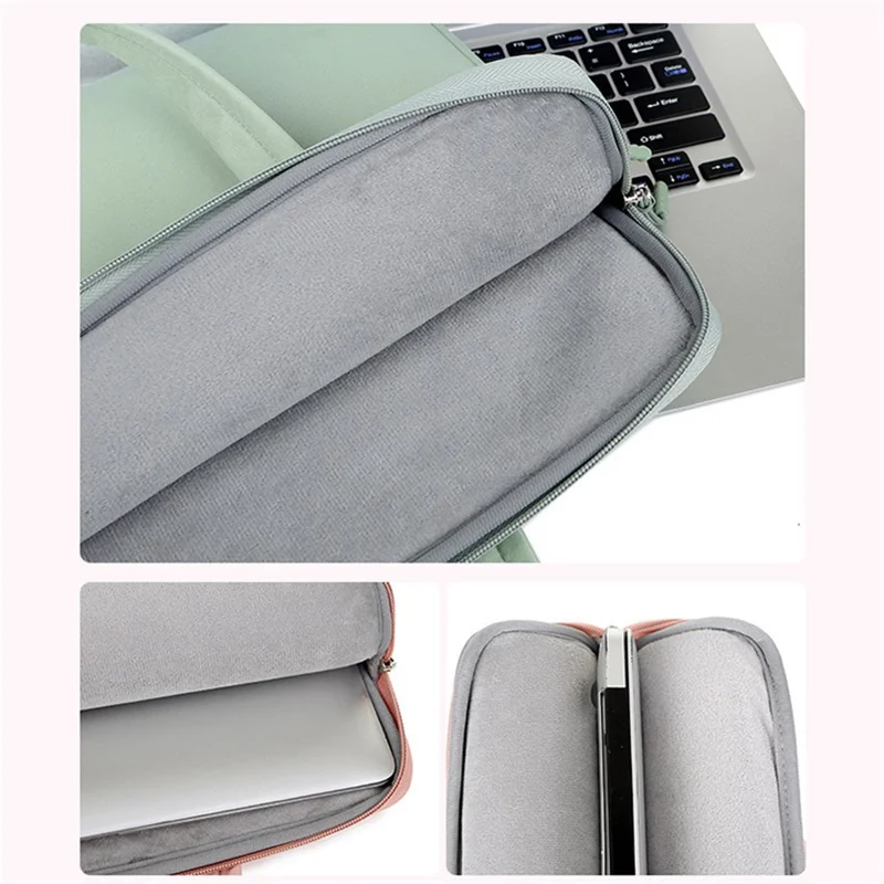 C81-15-15.6 Inch Computer Case Portable Laptop Bag with Plush Lining Laptop Accessories Storage Bag - Beige