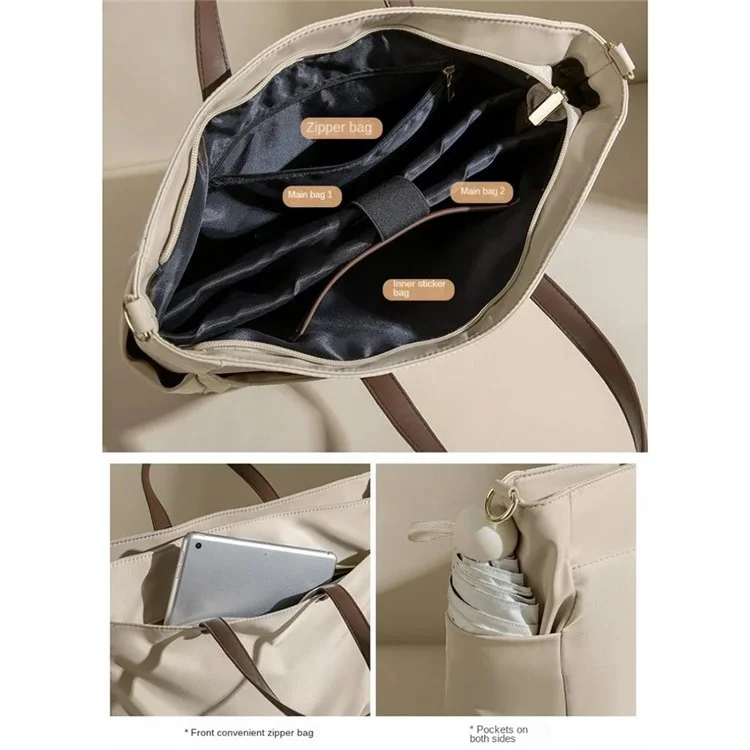C8010 15-inch Laptop Tote Bag Oxford Cloth Women Notebook Shoulder Bag, Size M - Apricot