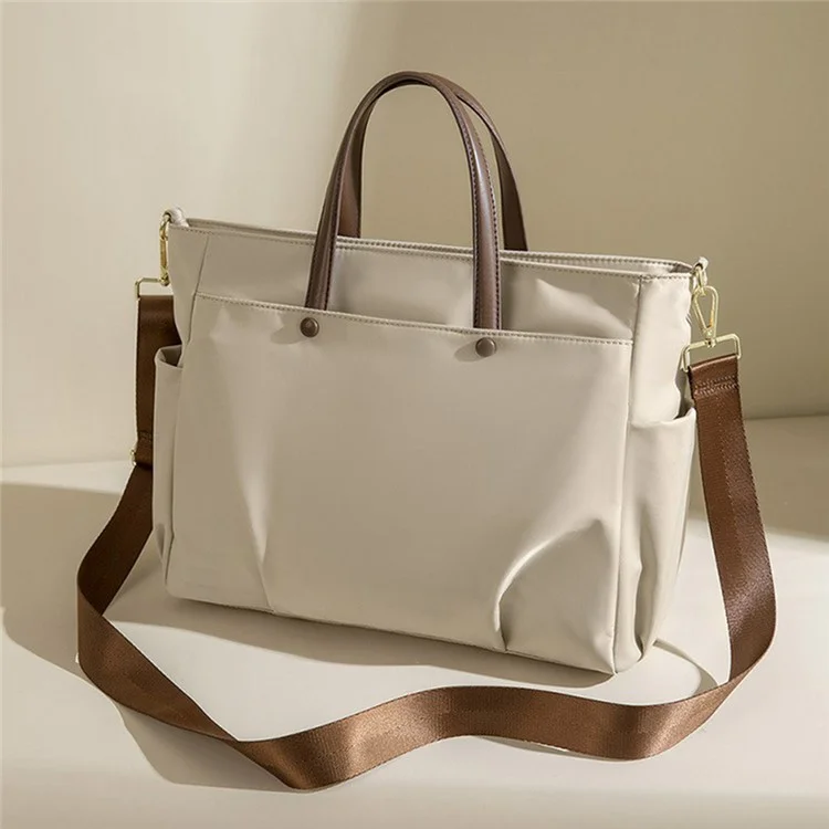 C8010 15-inch Laptop Tote Bag Oxford Cloth Women Notebook Shoulder Bag, Size M - Apricot