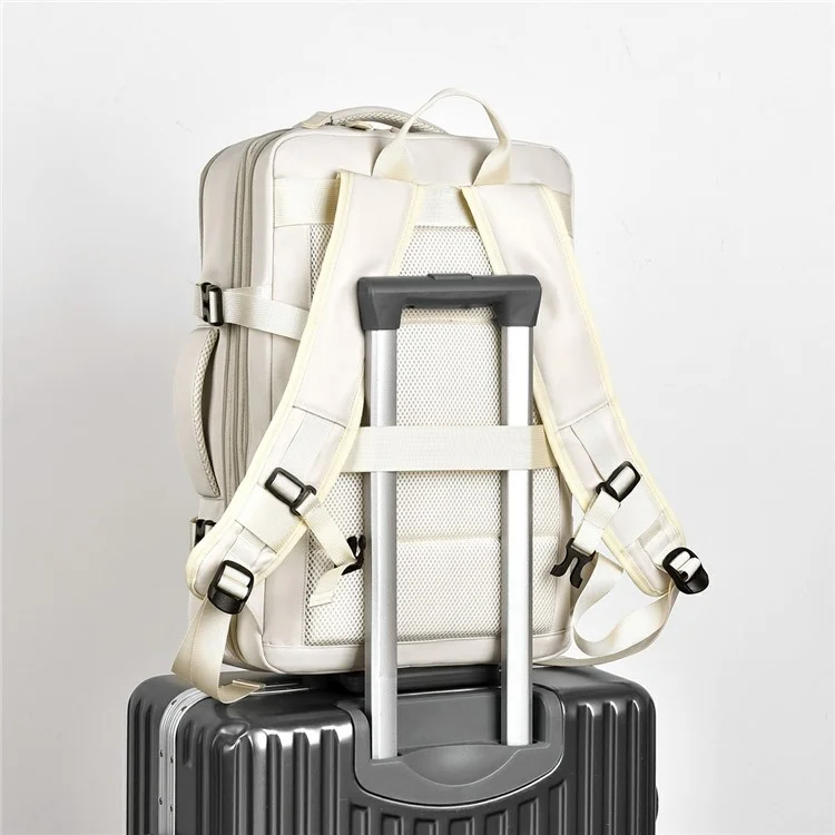 POFOKO PV24 Capacity Expandable Travel Backpack Student Laptop Carrying Daypack with USB Port - Beige