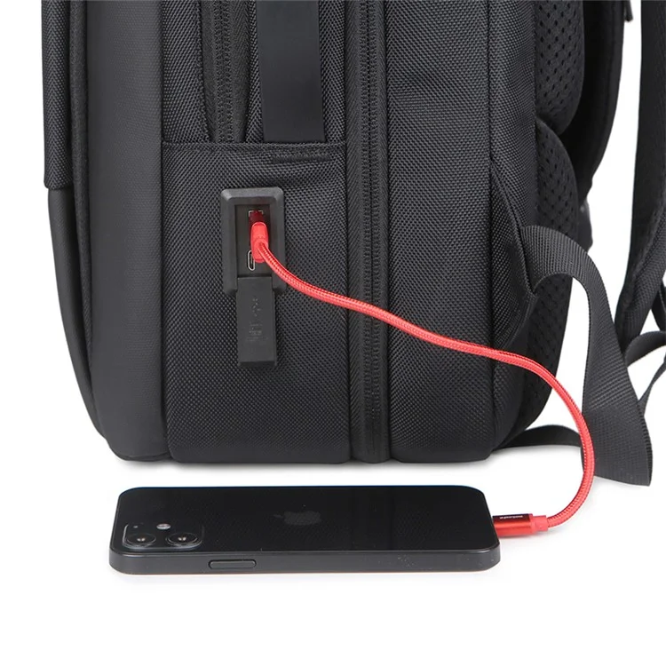POFOKO 15,6-Zoll-Laptop-Computer-Rucksack Geschäftsreise-Tasche mit USB-Ladeanschluss