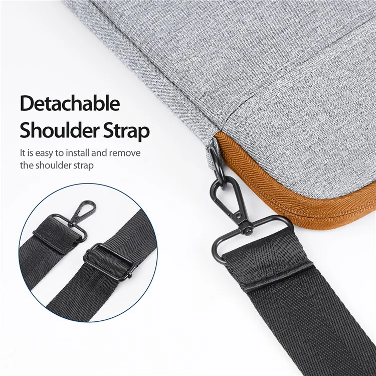 DUX DUCIS LBJC Series 13-13.9 inch Laptop Carrying Bag Polyester Notebook Handbag with Shoulder Strap - Light Grey
