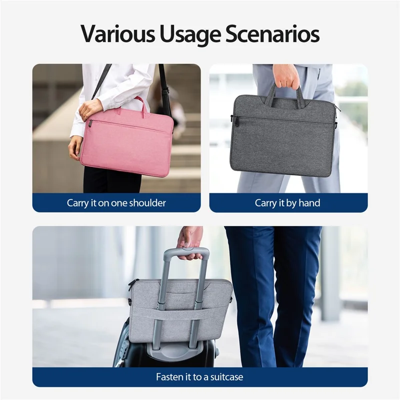 DUX DUCIS LBJB Series 14-15.4 Inch Notebook Pouch Waterproof Laptop Handbag with Shoulder Strap - Light Grey